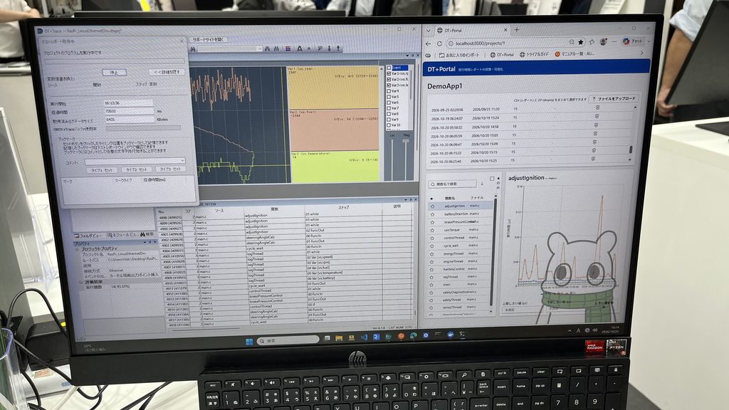 DT+とDT+ Portalで、テスト中の動作データやグラフを表示したモニター